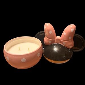 Disney Minnie Mouse Pink and Black Candle
